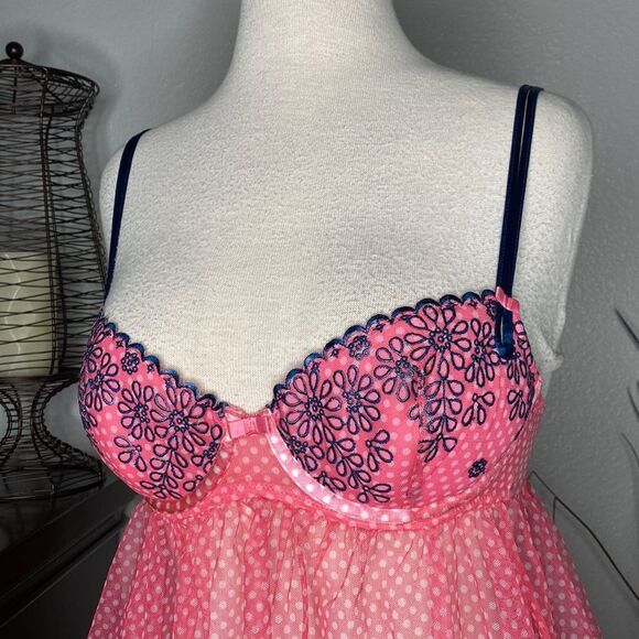 Victoria’s Secret Sexy Little Things Sheer Pink Baby Doll Slip Size 34C - Picture 4 of 14